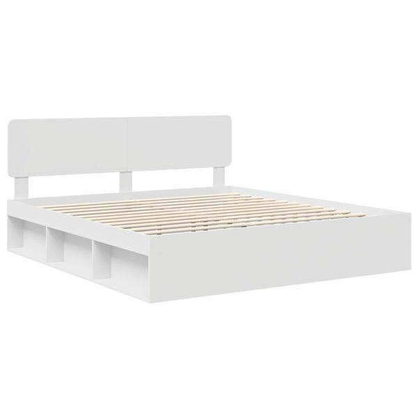 vidaXL S&auml;ngram med huvudgavel Vit 200 x 200 cm Massiv furu