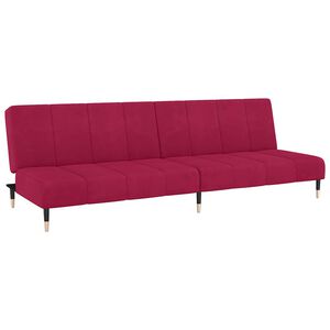 vidaXL B&auml;ddsoffa 2-sits vinr&ouml;d sammet