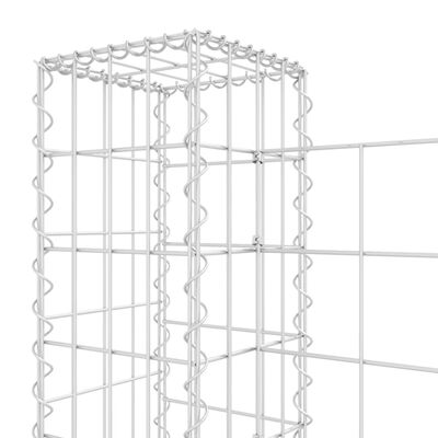 vidaXL U-formad gabionkorg med 4 stolpar järn 380x20x100 cm