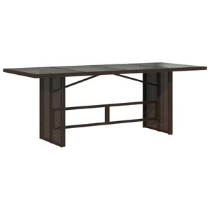 vidaXL Tr&auml;dg&aring;rdsbord med glasskiva brun 190x80x75 cm konstrotting