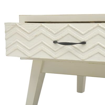 vidaXL Soffbord med 2 lådor sniderier grå 110x50x40 cm trä