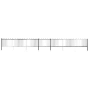 vidaXL Tr&auml;dg&aring;rdsstaket med b&aring;ge&ouml;verdel st&aring;l 1248x120 cm svart