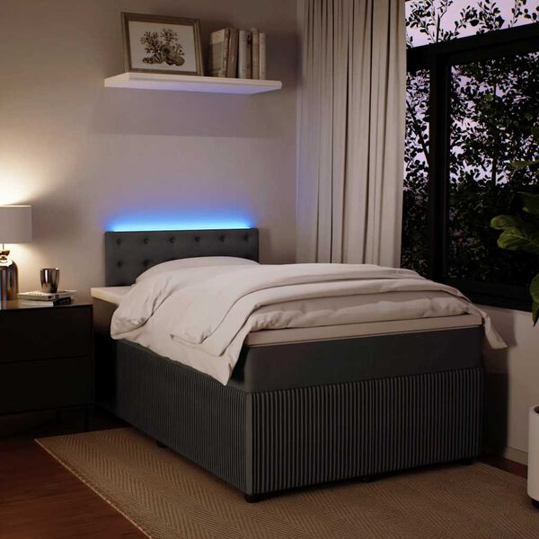 vidaXL Ramsäng med madrass mörkgrå 120x190 cm sammet