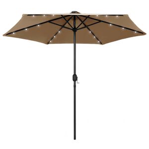 vidaXL Parasoll med LEDs och aluminiumst&aring;ng 270 cm taupe