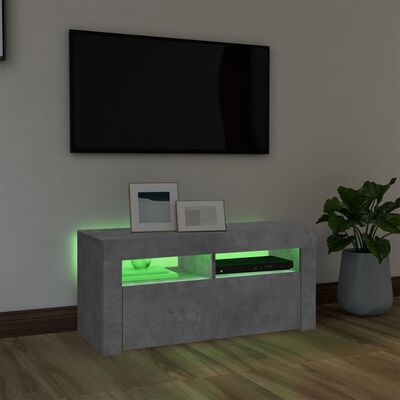 vidaXL TV-bänk med LED-belysning betonggrå 90x35x40 cm