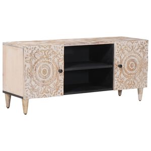 vidaXL TV-sk&aring;p Vit 105 x 33,5 x 46 cm Massivt mangotr&auml;