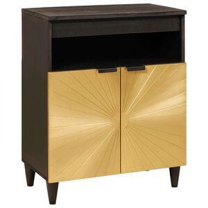 vidaXL Sideboard Svart och Guld 60 x 33 x 75 cm Massivt mangotr&auml;