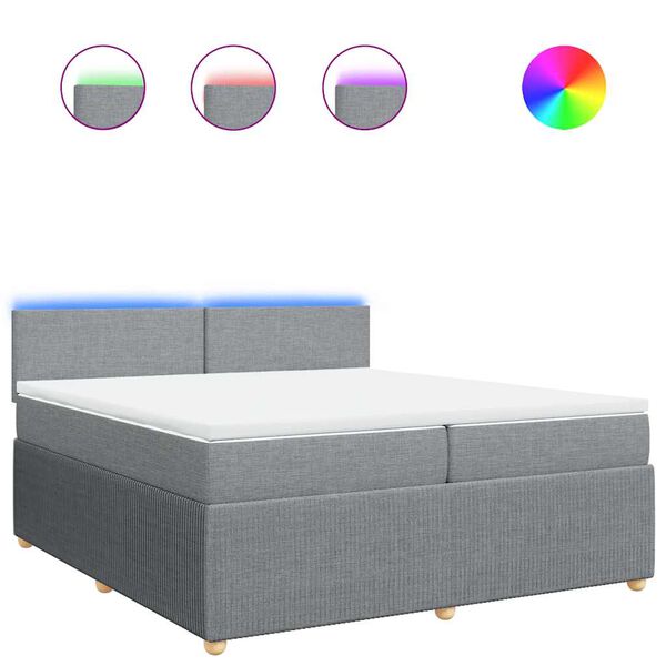 vidaXL Rams&auml;ng med madrass ljusgr&aring; 200x200 cm tyg