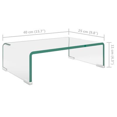 vidaXL TV-bord klarglas 40x25x11 cm