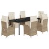 vidaXL Matgrupp f&ouml;r tr&auml;dg&aring;rden med dynor 7 delar beige konstrotting