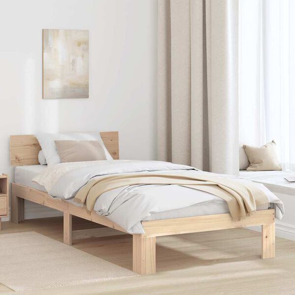 vidaXL S&auml;ngram med huvudgavel Naturf&auml;rg 75 x 190 cm Massiv furu