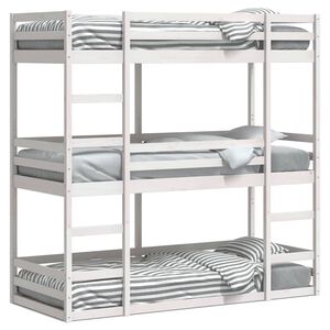 vidaXL V&aring;ningss&auml;ng 3 v&aring;ningar vit 75x190 cm massiv furu