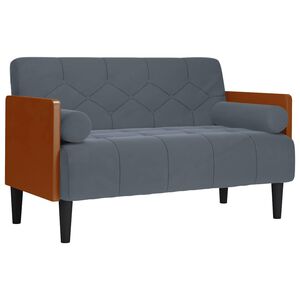 vidaXL Loveseat soffa med dynor m&ouml;rkgr&aring; 110 cm sammet