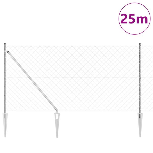 vidaXL St&auml;ngselstolpe Silver 25 x 1,2 m (60 x 60 mm n&auml;t) St&aring;l