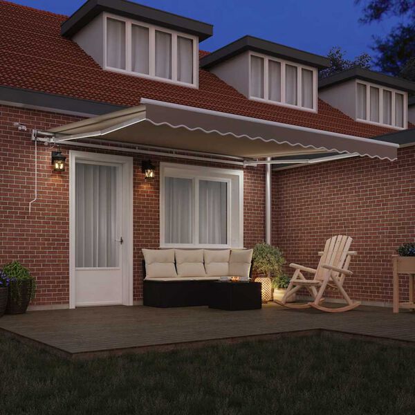 vidaXL Utf&auml;llbar markis Beige 400 &times; 300 cm Polyester och metall