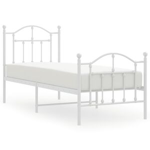 vidaXL S&auml;ngram med huvudgavel och fotgavel vit metall 75x190 cm