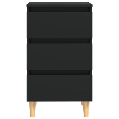 vidaXL Sängbord med ben i massivt trä svart 40x35x69 cm