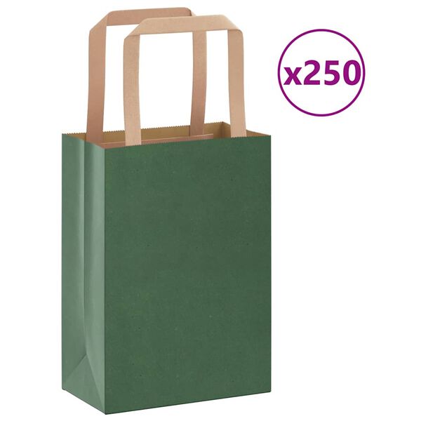 vidaXL Pappersp&aring;sar 250 st med handtag gr&ouml;n 15x8x21 cm