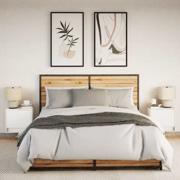 vidaXL Väggmonterade sängbord med LED-lampor 2 st vit