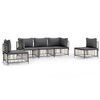 vidaXL Loungegrupp 5 delar med dynor antracit konstrotting