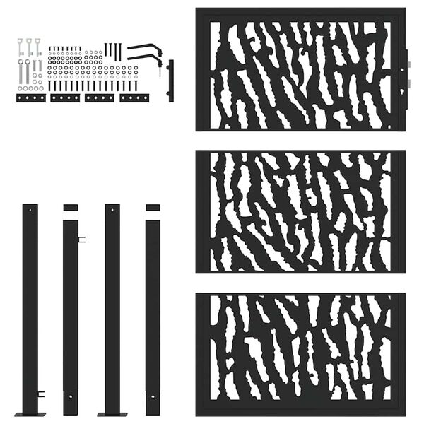 vidaXL Trädgårdsgrind svart 100x150 cm stålspårsdesign