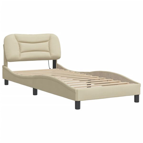 vidaXL Bed Frame without Mattress "Hvar" Cream 80x200 cm Fabric