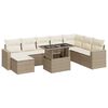 vidaXL Soffgrupp f&ouml;r tr&auml;dg&aring;rden med dynor 9 delar beige konstrotting