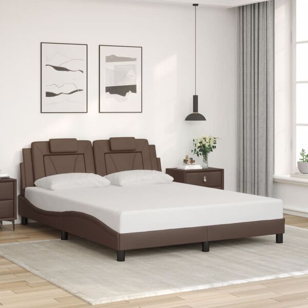 vidaXL Bed Frame "Viana" with LED without Mattress Brown 160x200 cm