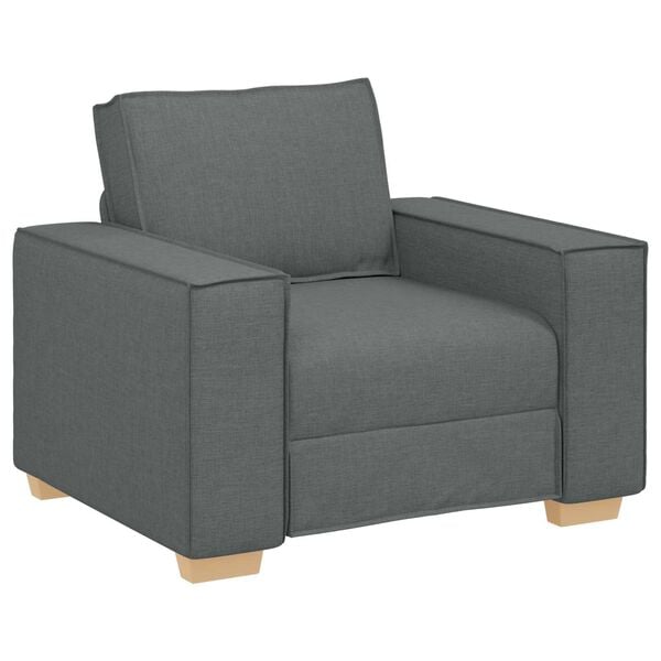 vidaXL Soffa 3 pcs M&ouml;rkgr&aring; 220 x 80 x 84 cm Linnenblandad tyg