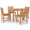 vidaXL 5-delad tr&auml;dg&aring;rdsmatgrupp 80x80 cm massiv teak