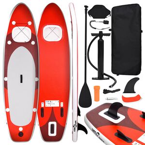 vidaXL Uppl&aring;sbar SUP-br&auml;da set r&ouml;d 300x76x10 cm