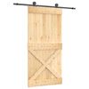 vidaXL Skjutd&ouml;rr Naturlig och svart 100 x 210 cm Massiv furutr&auml;d&ouml;rr
