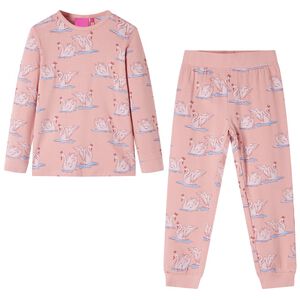 Pyjamas med l&aring;nga &auml;rmar f&ouml;r barn ljusrosa 116
