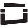 vidaXL TV-b&auml;nkset V&auml;ggmonterad 8 pcs Svart Ek Konstruerat tr&auml;
