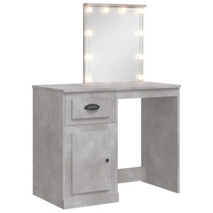 vidaXL Sminkbord med LED-lampor betonggr&aring; 90x42x132,5 cm