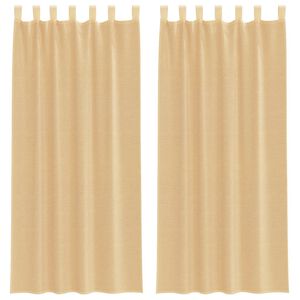 vidaXL Voile gardiner med st&aring;ngfickor 2 st sand