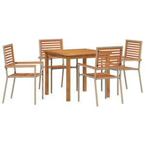 vidaXL Tr&auml;dg&aring;rdsm&ouml;belset 5 st Beige Massivt Akaciatr&auml;