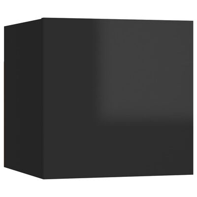 vidaXL Väggmonterad tv-bänk svart högglans 30,5x30x30 cm