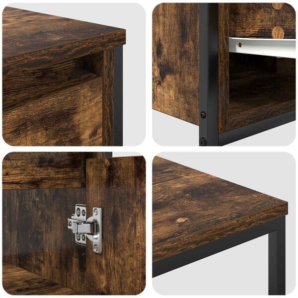 vidaXL Badrumsm&ouml;belset 2 pcs R&ouml;kt Ek och Svart Konstruerat tr&auml;