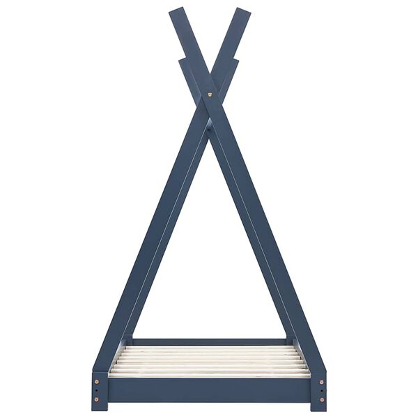 vidaXL Barnsäng grå massiv furu 70x140 cm