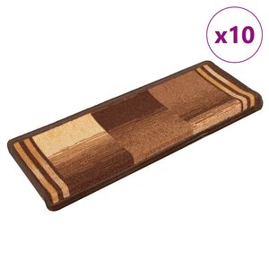 vidaXL Trappstegsmattor sj&auml;lvh&auml;ftande 10 st 65x21x4 cm brun