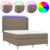 vidaXL Rams&auml;ng med madrass & LED taupe 140x190 cm tyg
