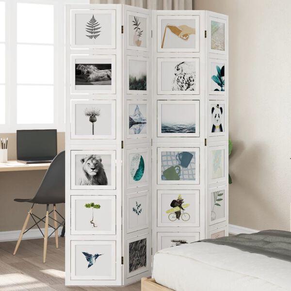 vidaXL Rumsavdelare 4 paneler vit massivt kejsartr&auml;