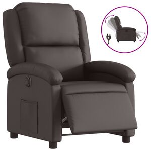 vidaXL Elektronisk reclinerf&aring;t&ouml;lj m&ouml;rkbrun &auml;kta l&auml;der