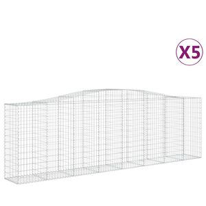 vidaXL Gabioner b&aring;gformade 5 st 400x50x120/140 cm galvaniserat j&auml;rn