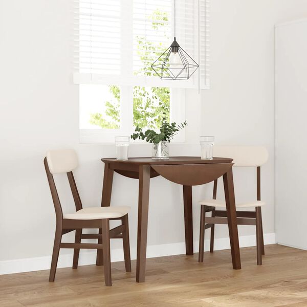 vidaXL Matstolar med dynor 2 st, brunt massivt trä gummi