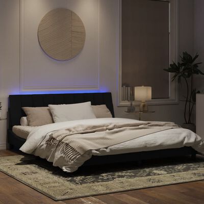 vidaXL Sängram med LED-belysning svart 180x200 cm sammet