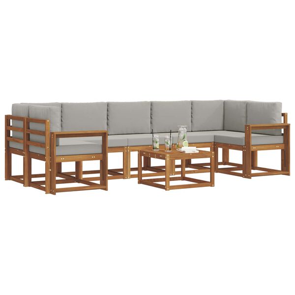 vidaXL Utomhussoffset med kudde 8 pcs Naturlig och Ljus Gr&aring;