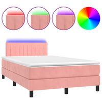 vidaXL Ramsäng med madrass & LED rosa 120x190 cm sammet