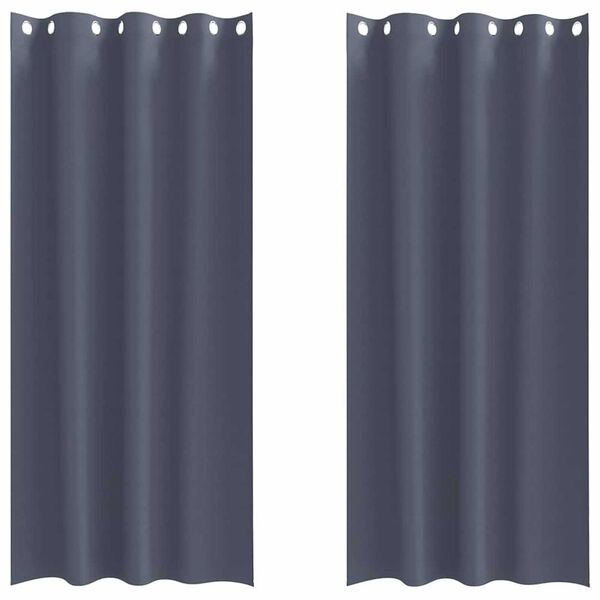 vidaXL M&ouml;rkl&auml;ggningsgardiner med Ringar 2 pcs Antracit 260 x 140 cm